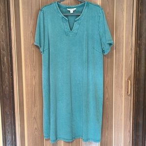Coldwater Creek 2X short sleeve green French terry dress.